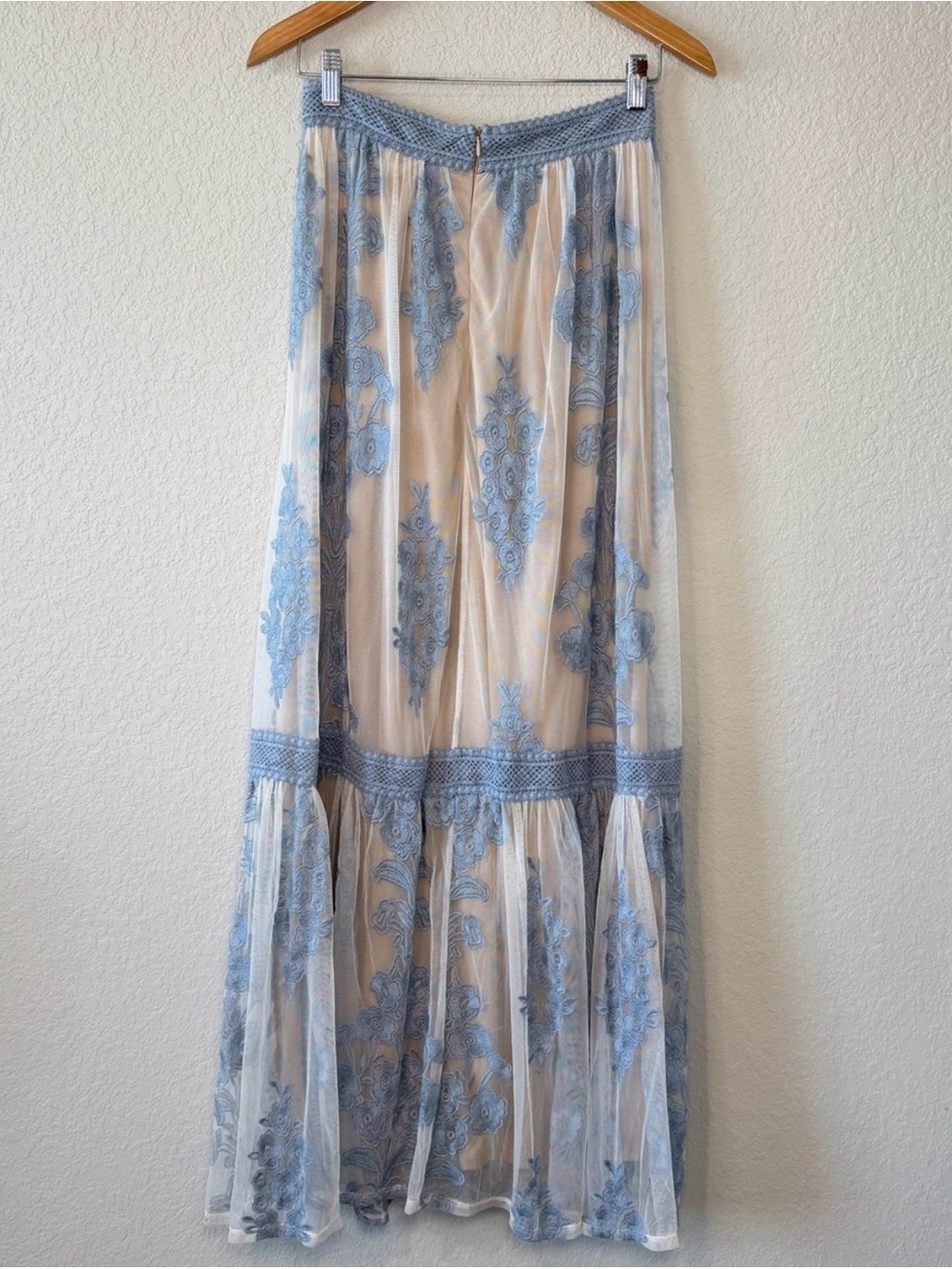 Altar'd State Pale Blue Embroidered Maxi Skirt size 6 - Picture 9 of 9
